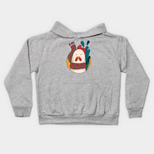 Cute Christmas Chicken Illustration // Festive Animal Cartoon Kids Hoodie